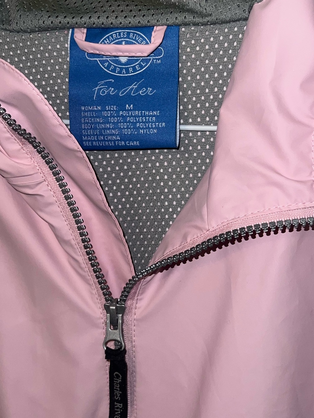 Charles River Apparel Pink New Englander Rain Jacket Windbreaker Size M - Picture 9 of 9